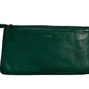 Anya Hindmarch Loose Pocket Travel Document Clutch in Emerald Green Leather